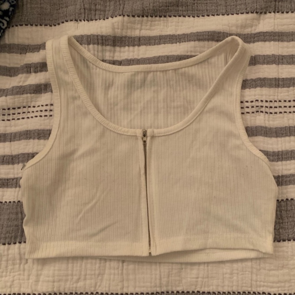 Robbed zip up crop top